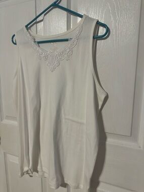 White Stag Cream Lace-Trim Sleeveless Tank